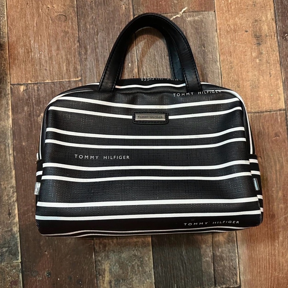 Tommy Hilfiger Black and White Striped Mini Bag